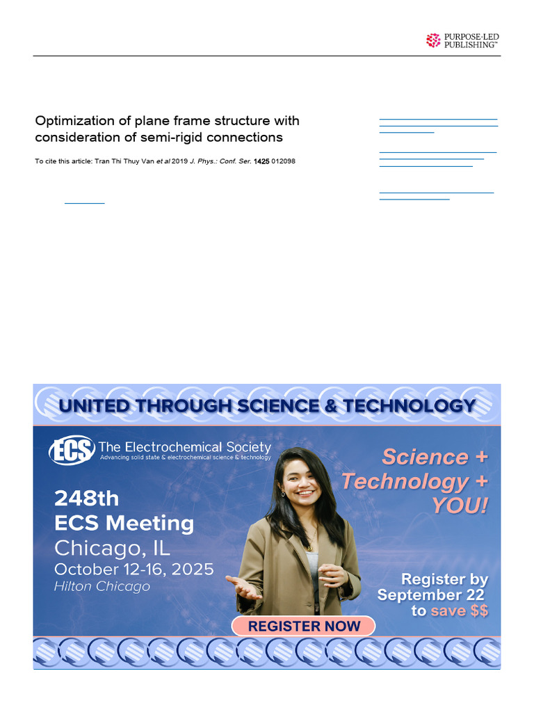 Optimization of plane frame structure with consideration of semi-rigid ...