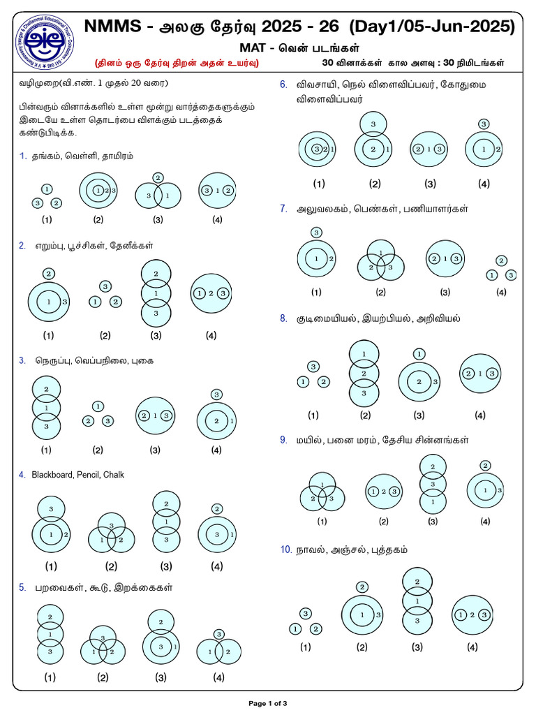 01-Day 1-72 - MAT - Questions (TM) | PDF