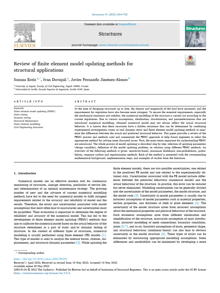 FEM Model Updating Methods Review | PDF | Finite Element Method ...