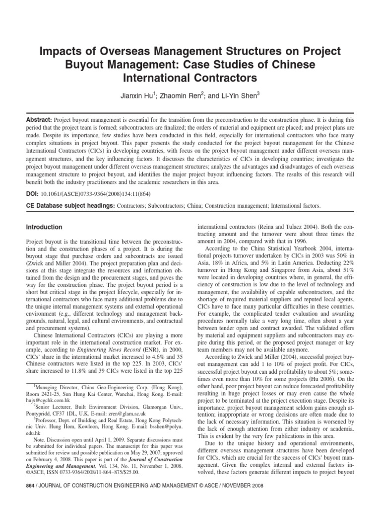 Overseas Management in Project Buyout | PDF | Project Management ...