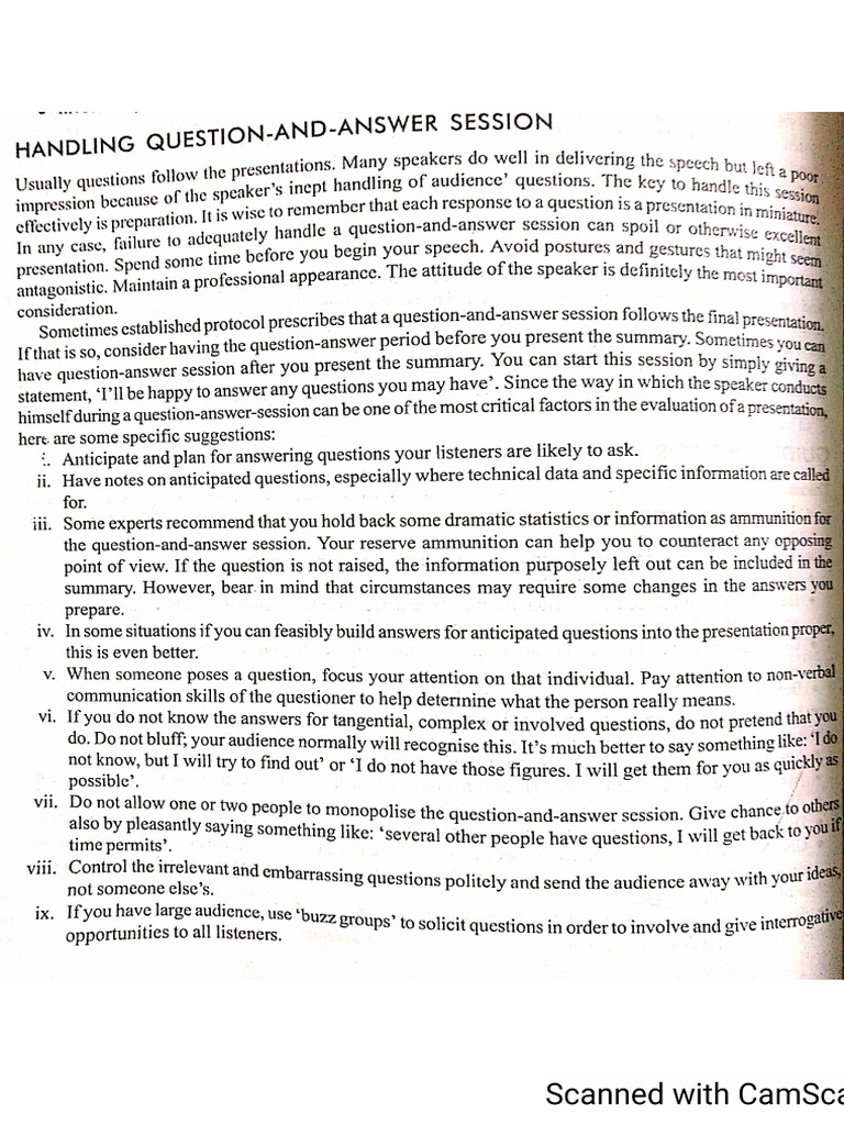 Handling Question and Answer Session | PDF