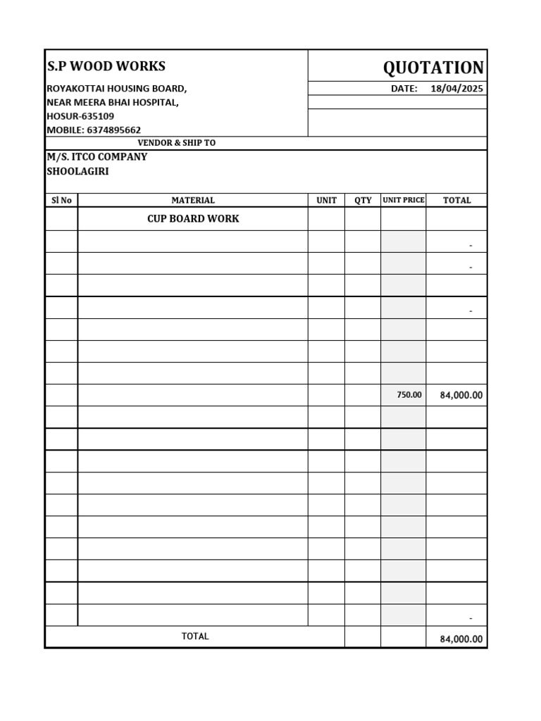 Quotation: S.P Wood Works | PDF
