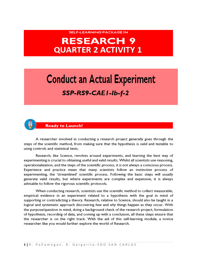 Research 9 Quarter 2 Activities | PDF | Experiment | Hypothesis