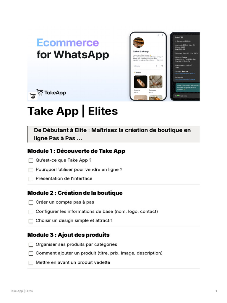 Créez votre boutique en ligne avec Take App | PDF