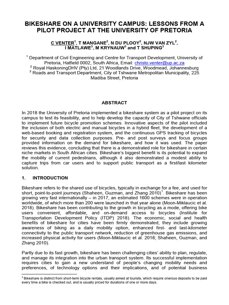 Bikeshare Pilot Project at UP | PDF | Public Transport | Cycling ...