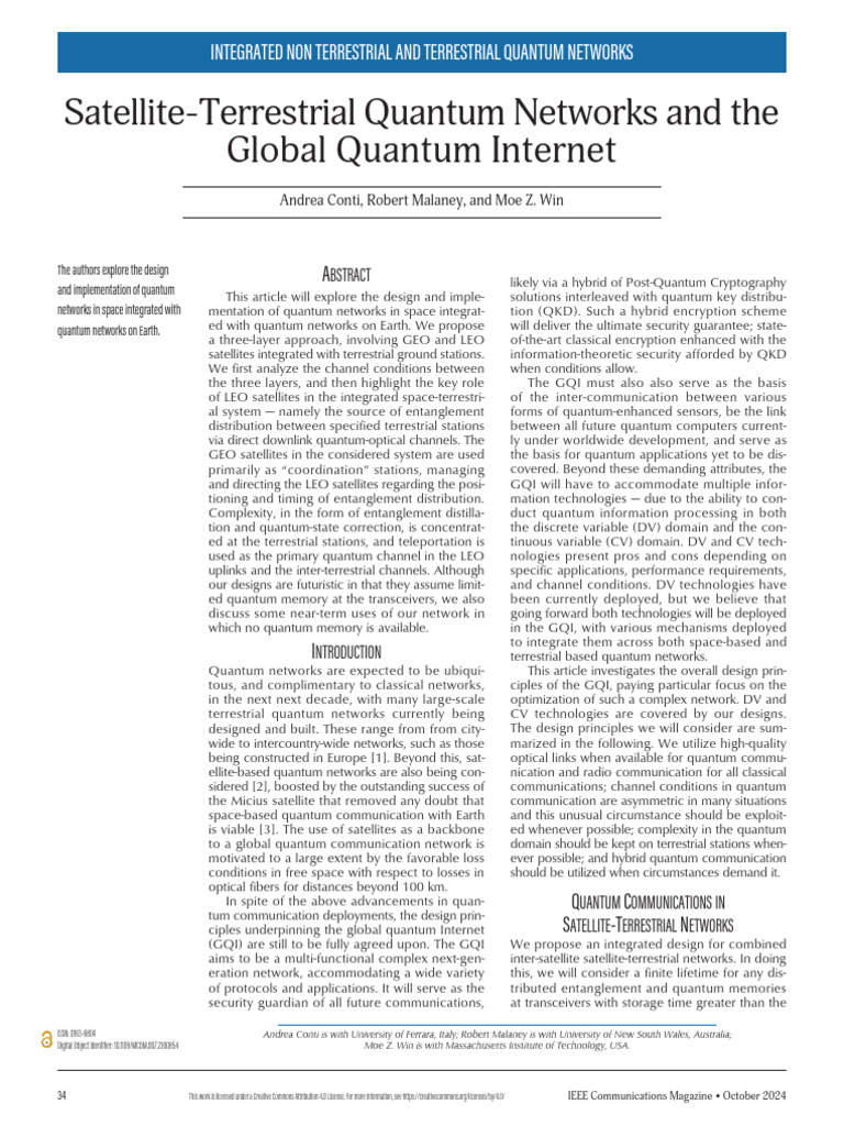 Satellite-Terrestrial Quantum Networks and The Global Quantum Internet ...