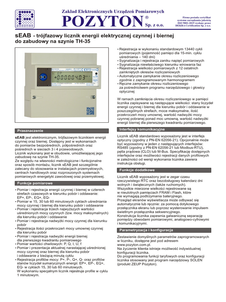 Karta Katalogowa SEAB | PDF