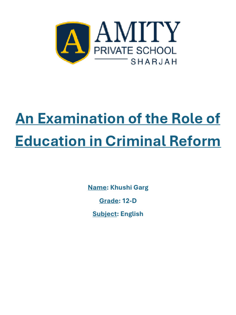 Education's Impact on Criminal Reform | PDF | Recidivism | Prison