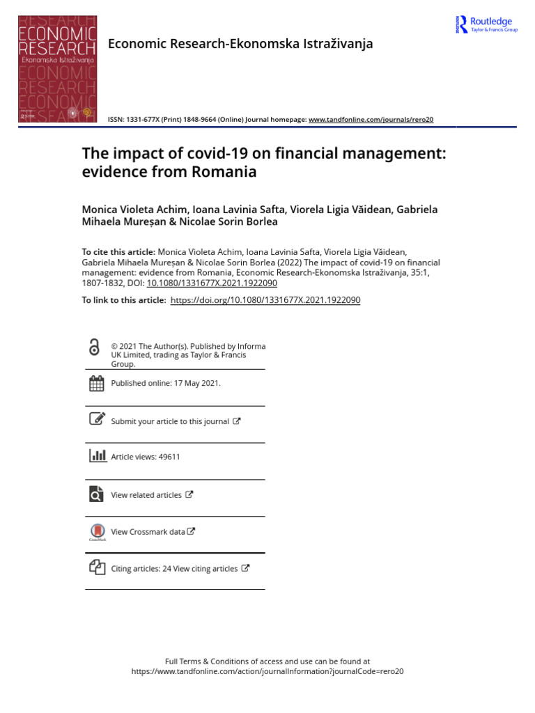 The Impact of Covid-19 On Financial Management Evidence From Romania ...