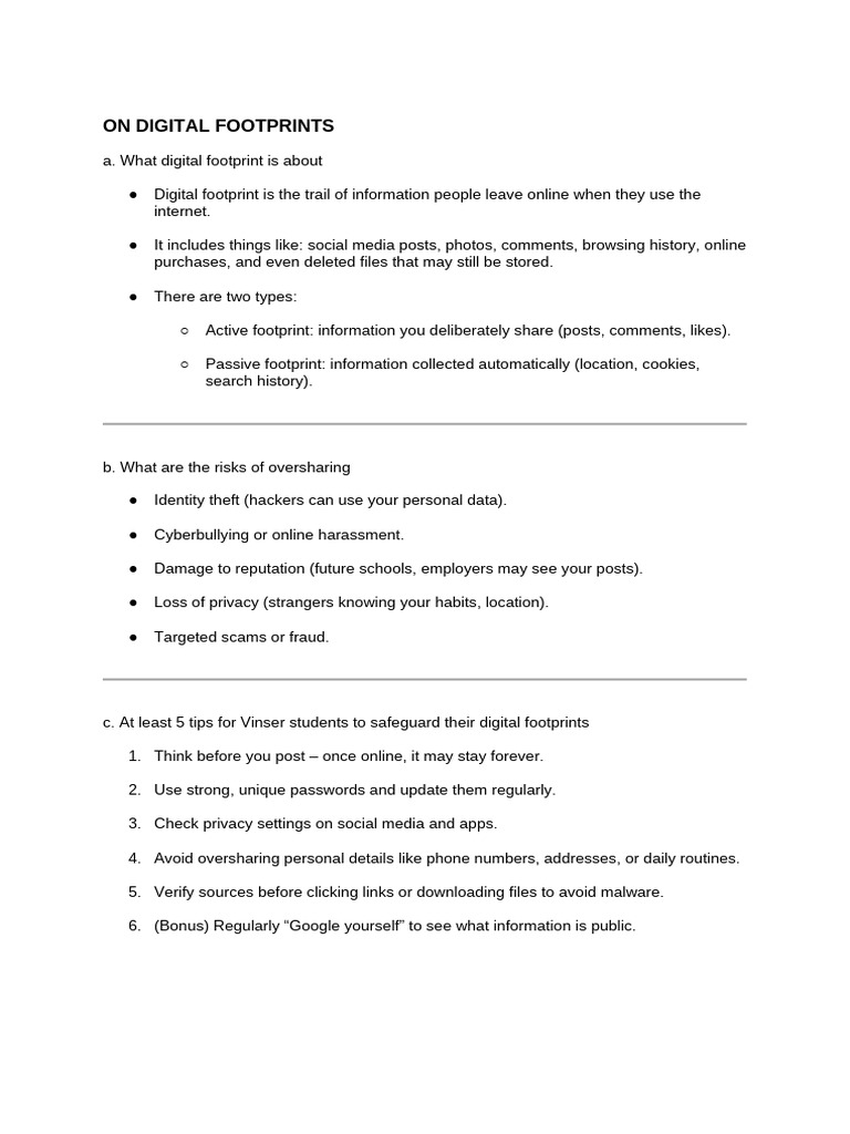 Understanding Digital Footprints and Risks | PDF