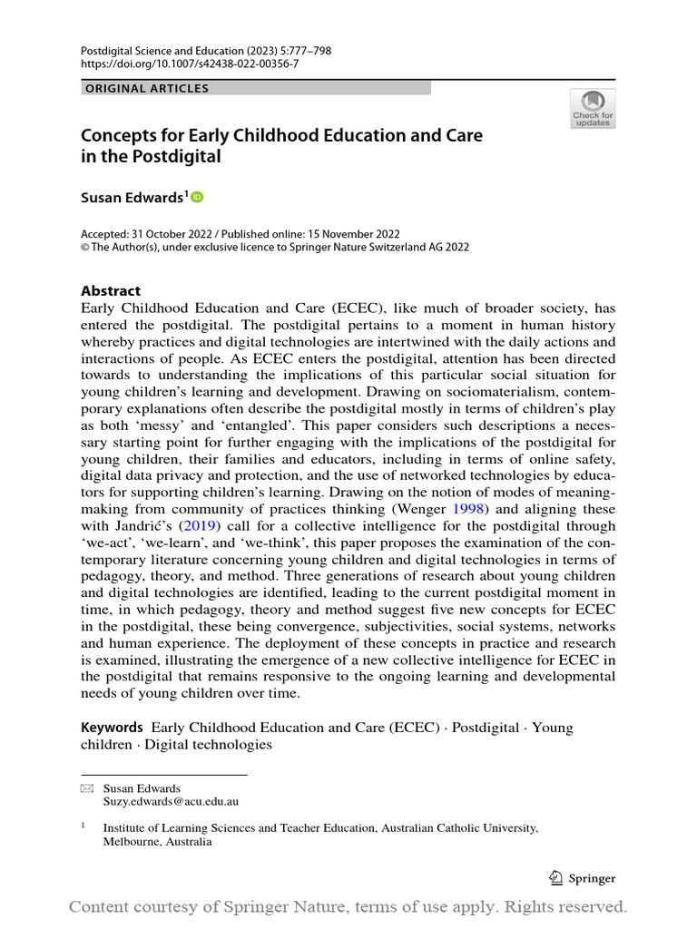 Concepts For Early Childhood Education and Care in | PDF | Theory ...