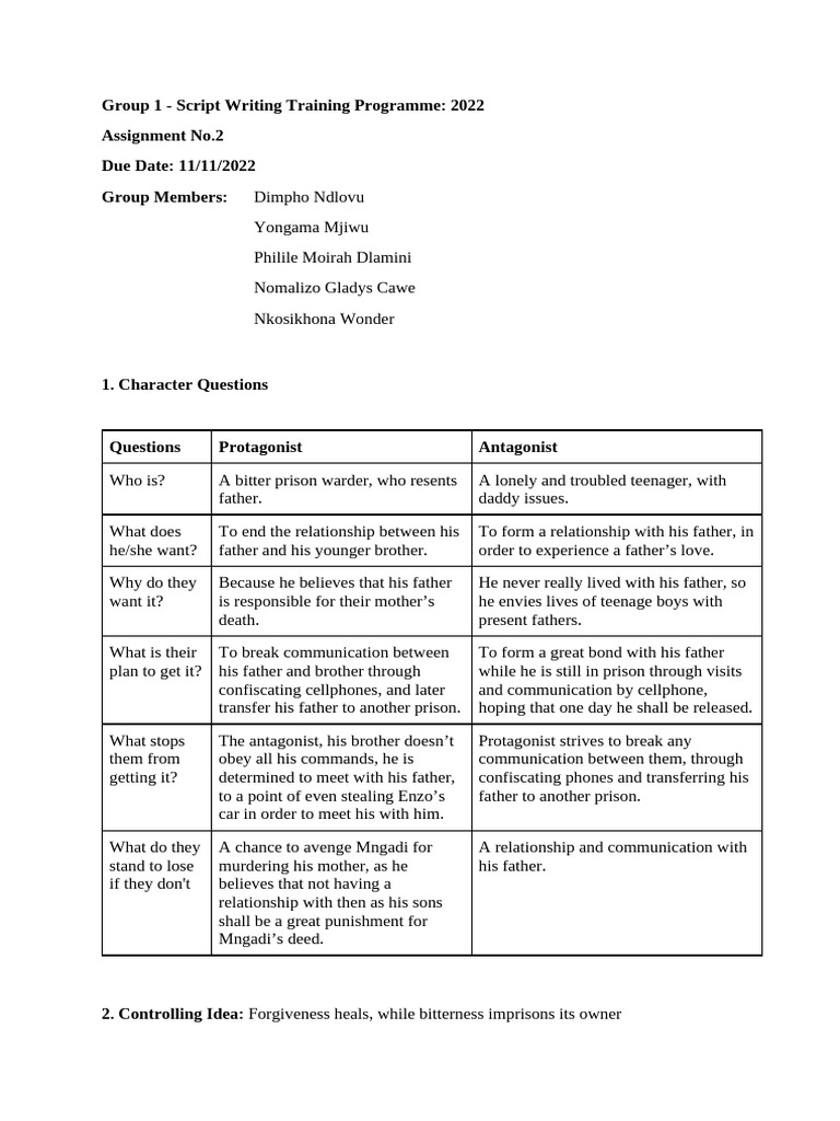 Script Writing Training: Brotherhood Story | PDF | Prison