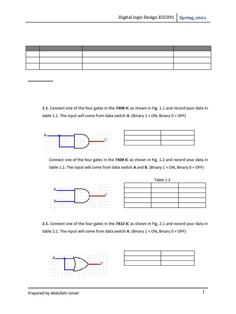 Experiment 1 | PDF | Logic Gate | Electrical Engineering