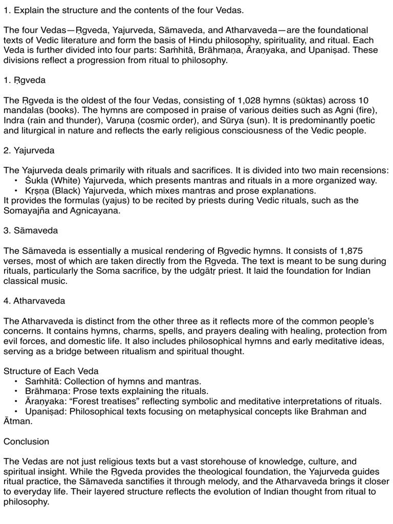 Overview of the Four Vedas and Upanishads | PDF | Brahman | Upanishads
