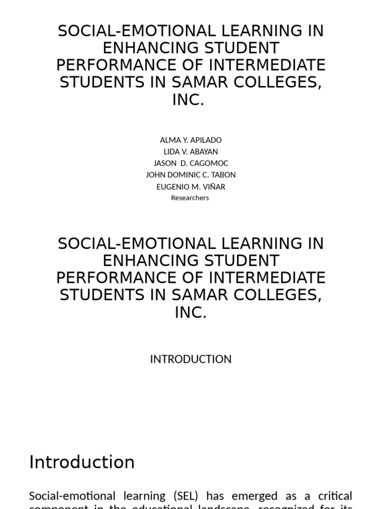 Social Emotional Learning in Enhancing Student Performance of ...