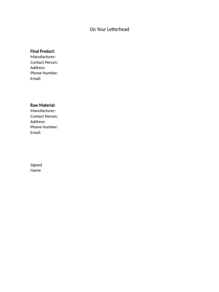 Letter Final Product and Raw Material | PDF