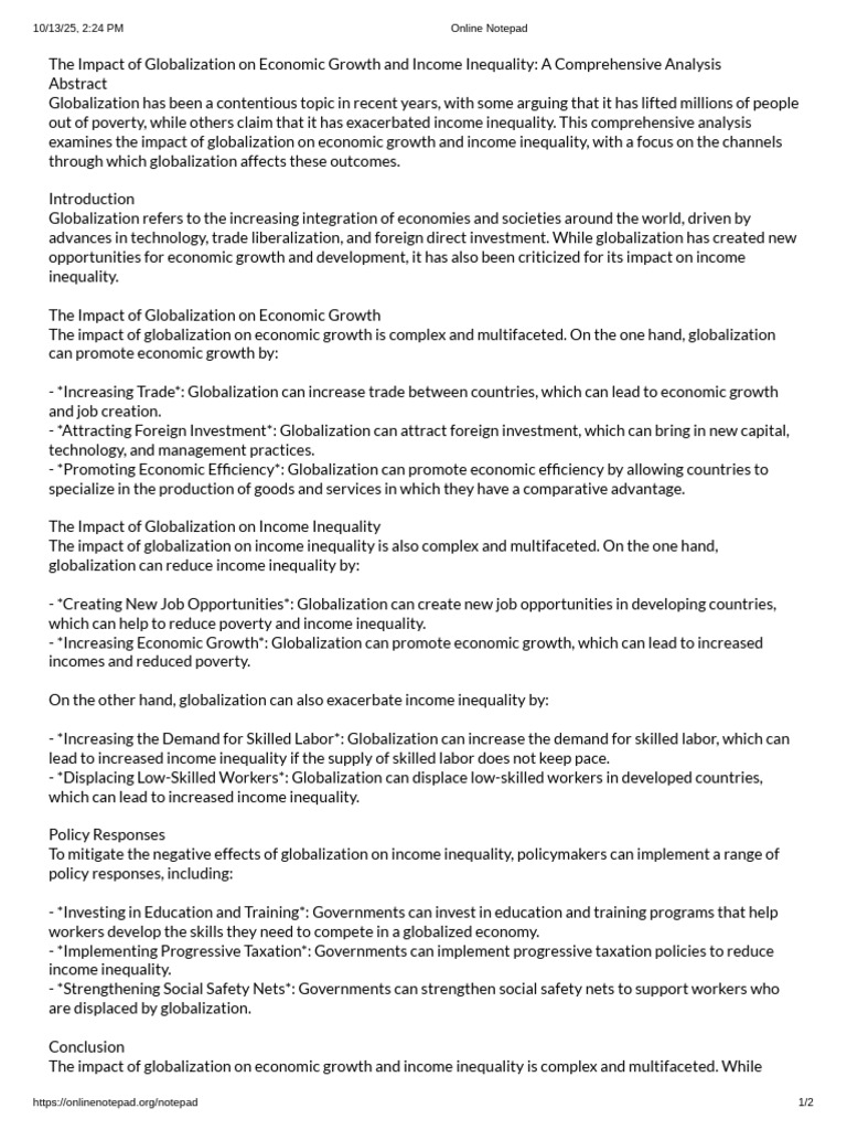 GLobalization On Economic Growth | PDF | Globalization | Economic ...