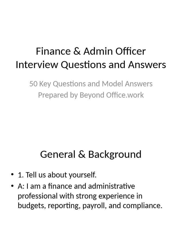 Finance Officer Interview Q&A Guide | PDF | Budget | Business