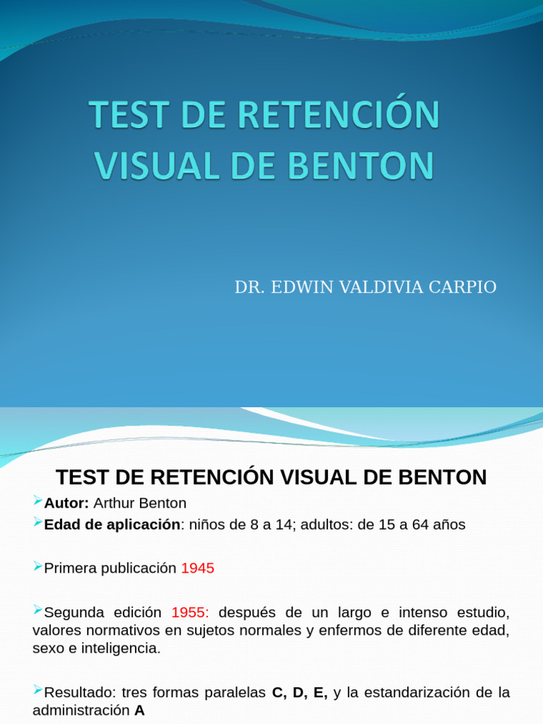 Test de Retención Visual de Benton | PDF | Inteligencia | Conceptos ...