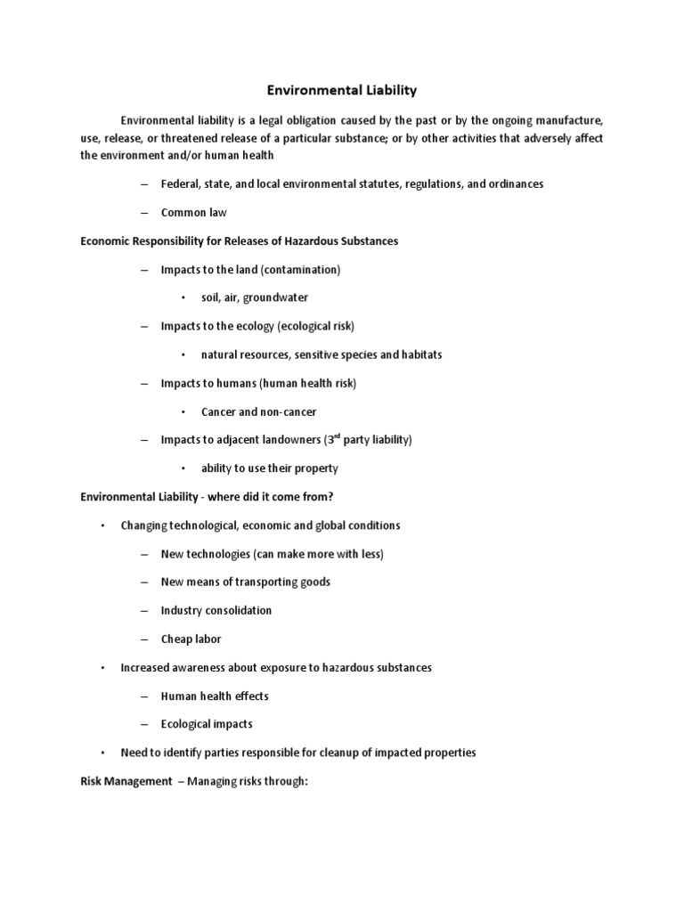 Environmental Liability | PDF | Science & Mathematics
