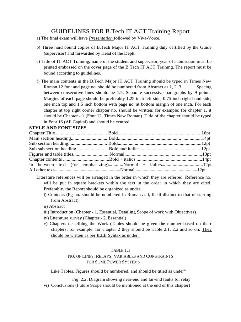 Updated Training Report Guidelines | PDF