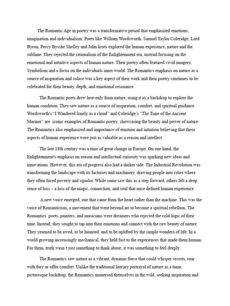 The Essence of Romantic Poetry | PDF | Romanticism | William Wordsworth