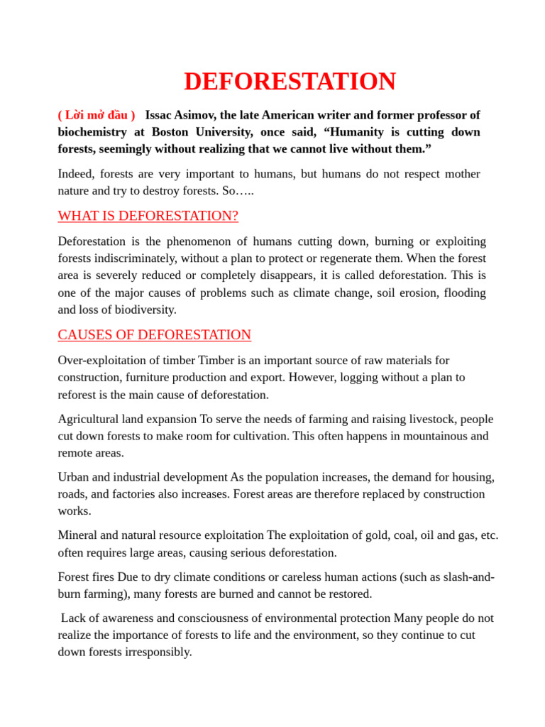 Deforestation | PDF | Deforestation | Human Impact On The Environment