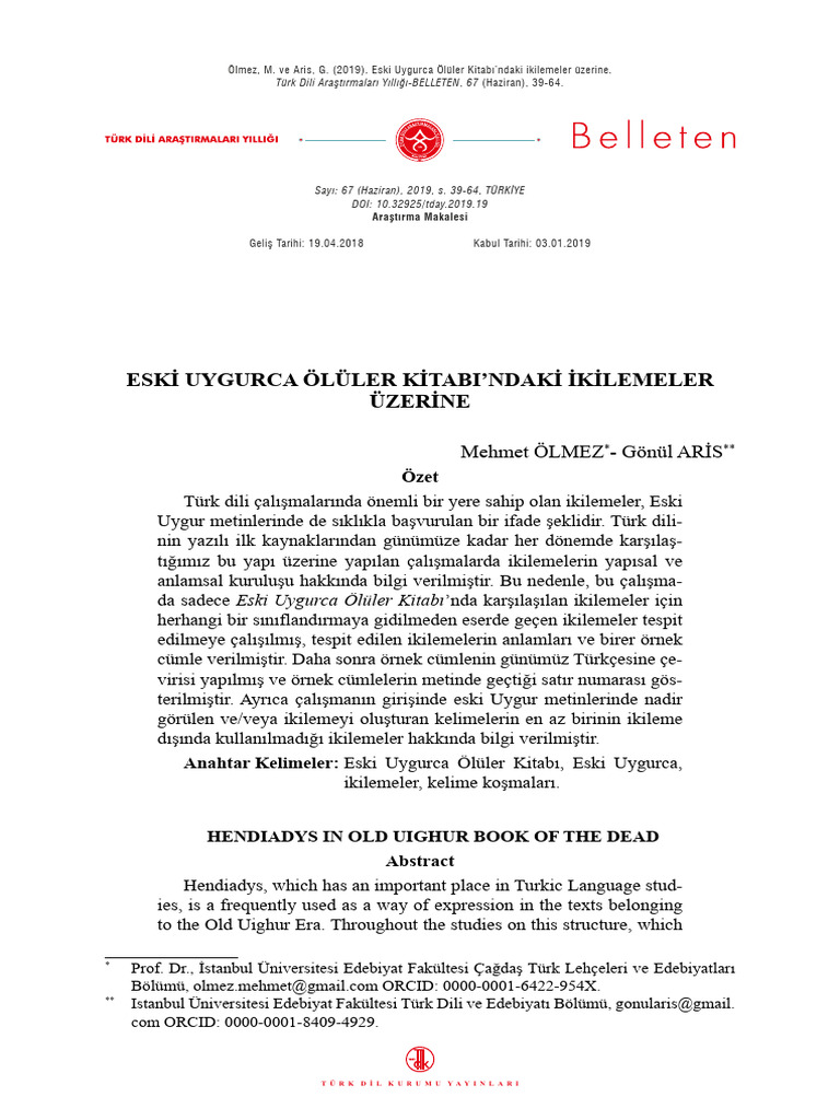 Hendiadys in Old Uighur Book of The Dead | PDF