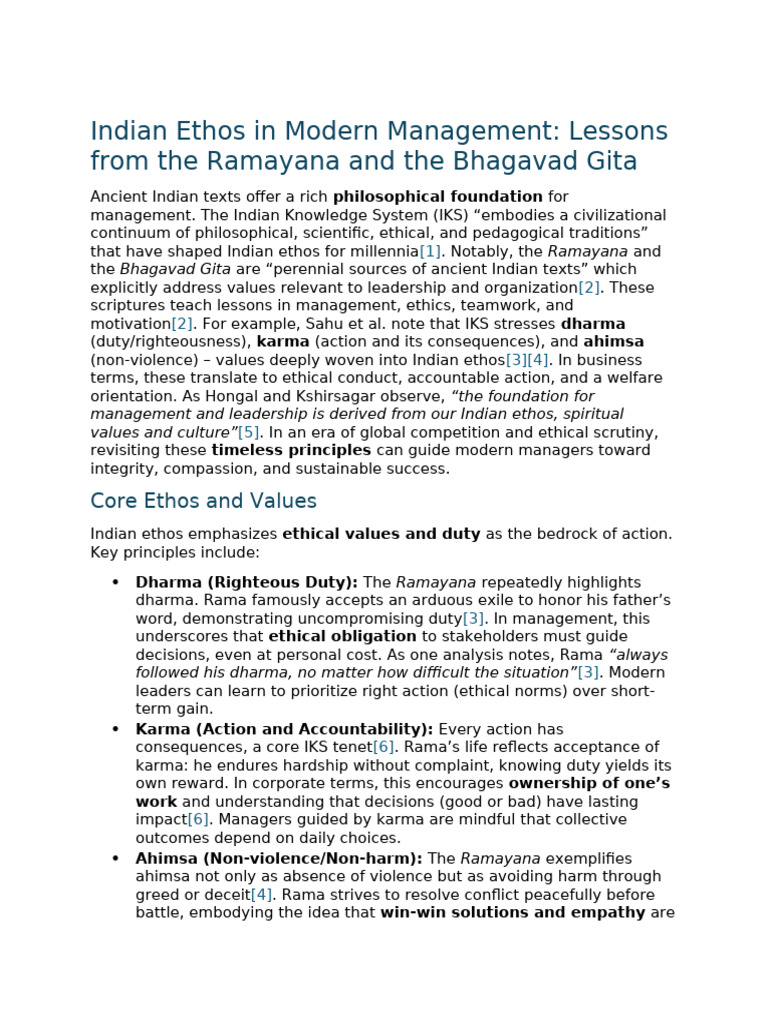 Indian Management Insights from Ramayana | PDF | Bhagavad Gita | Rama