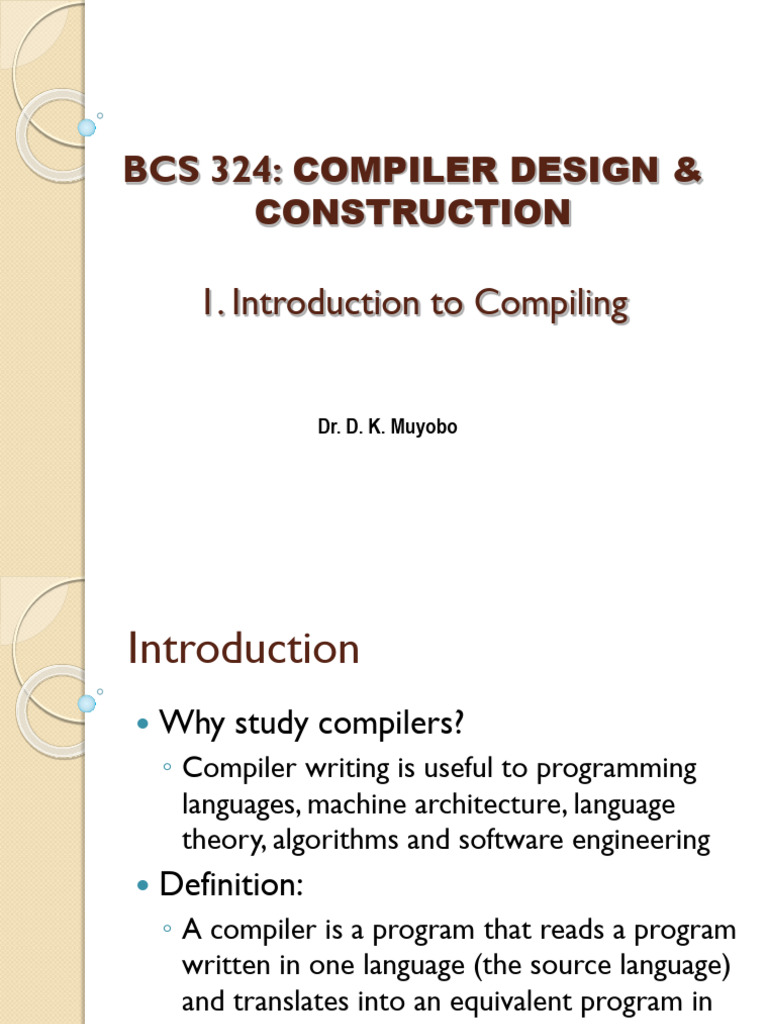 BCS 324 Compiler Design Notes - Unit1 | PDF | Compiler | Parsing