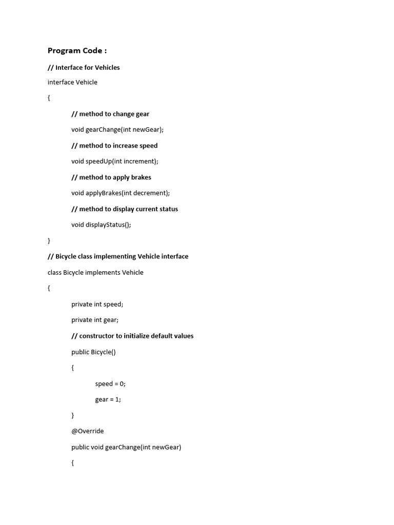 Vehicle Interface Implementation in Java | PDF | Speed | Object ...