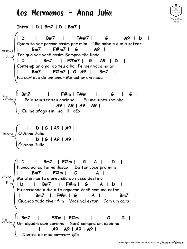 Los Hermanos Anna Júlia Pdf Música Gravada