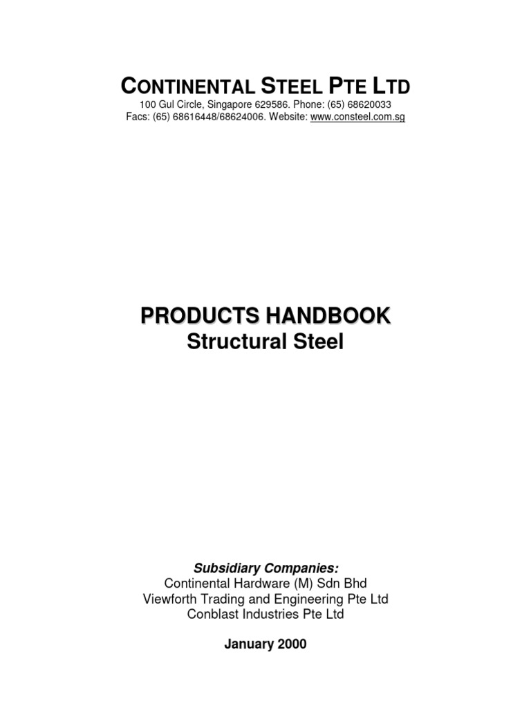 Continental Steel Product Handbook | PDF | Structural Steel | Buckling