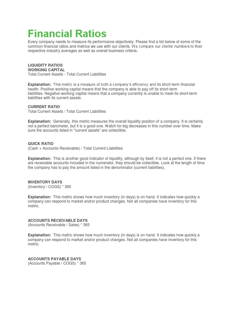 Common Financial Ratios Explained | PDF | Equity (Finance) | Revenue