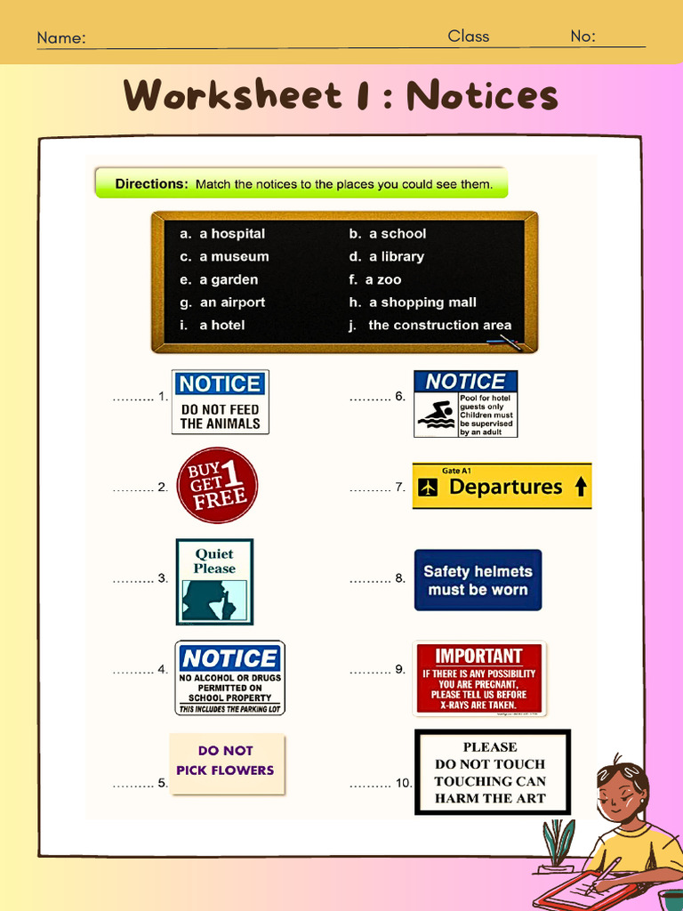 Worksheet 6 - Signs and Notices M.2 | PDF