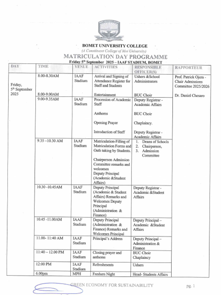 Matriculation Day Programe PDF | PDF