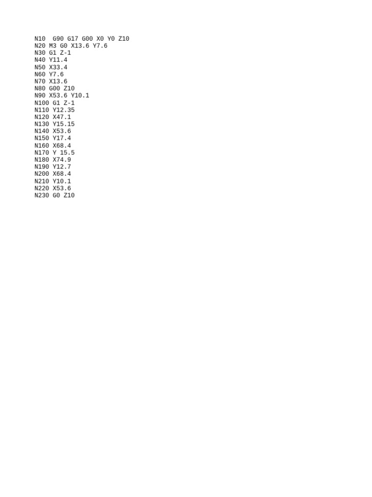 CNC Machining G-Code Example | PDF