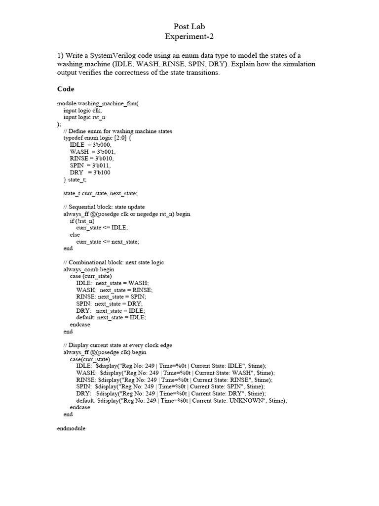 Post Lab Experiment-2 | PDF