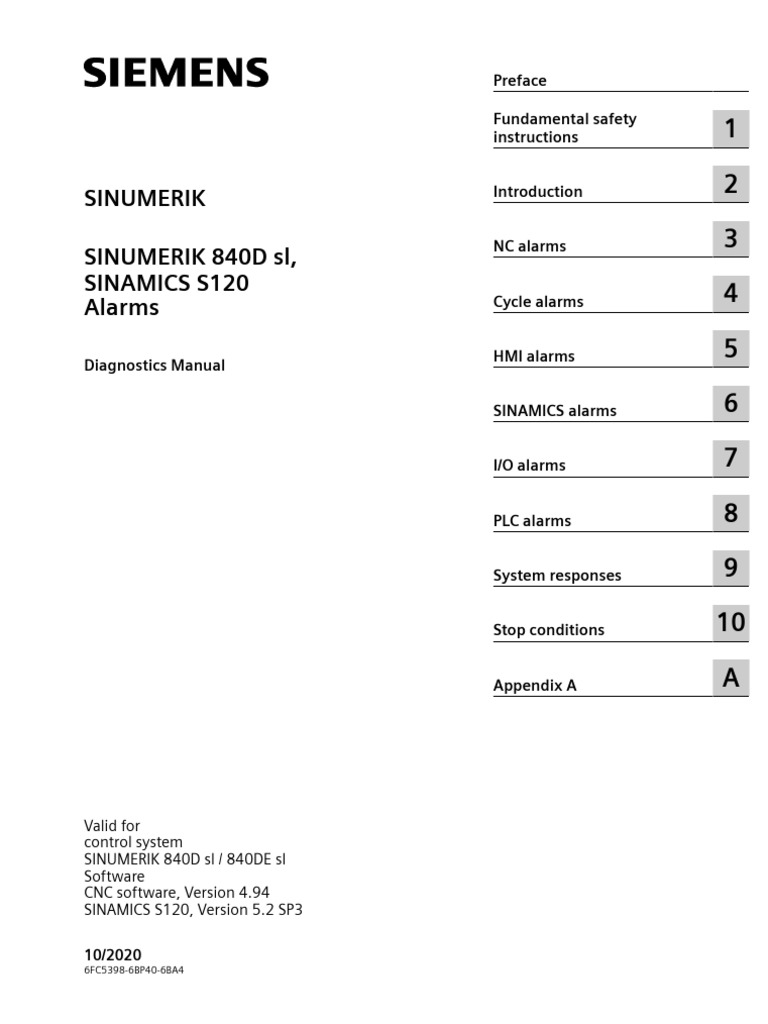 SINUMERIK 840D sl Alarms Manual | PDF | Computer Virus | Information