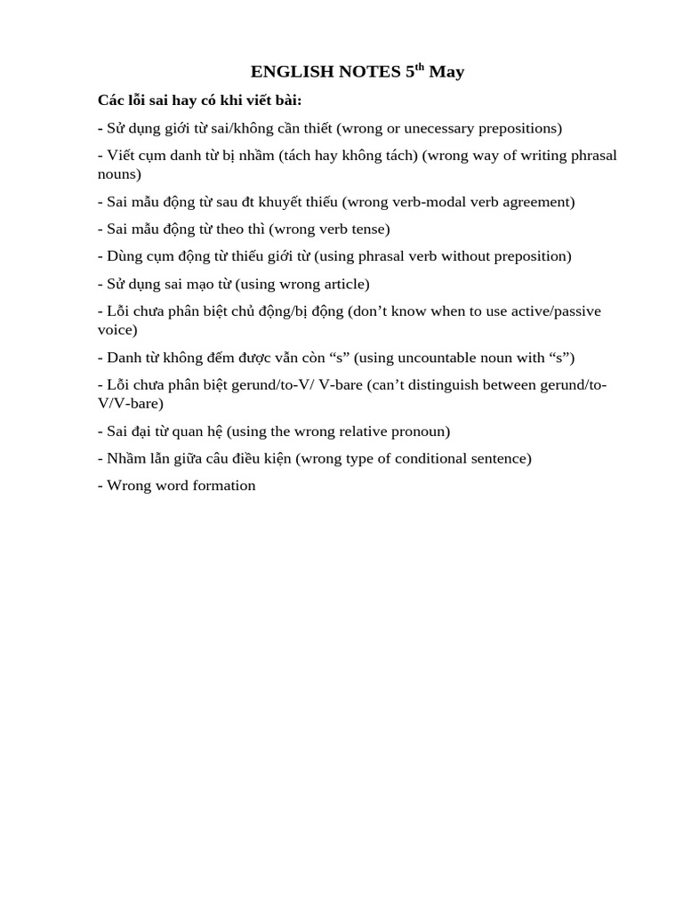 English Notes 5th May | PDF