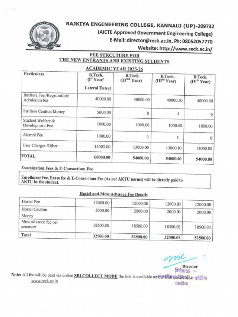 Rajkiya Engineering College Fee Structure 2025-26 | PDF | Fee