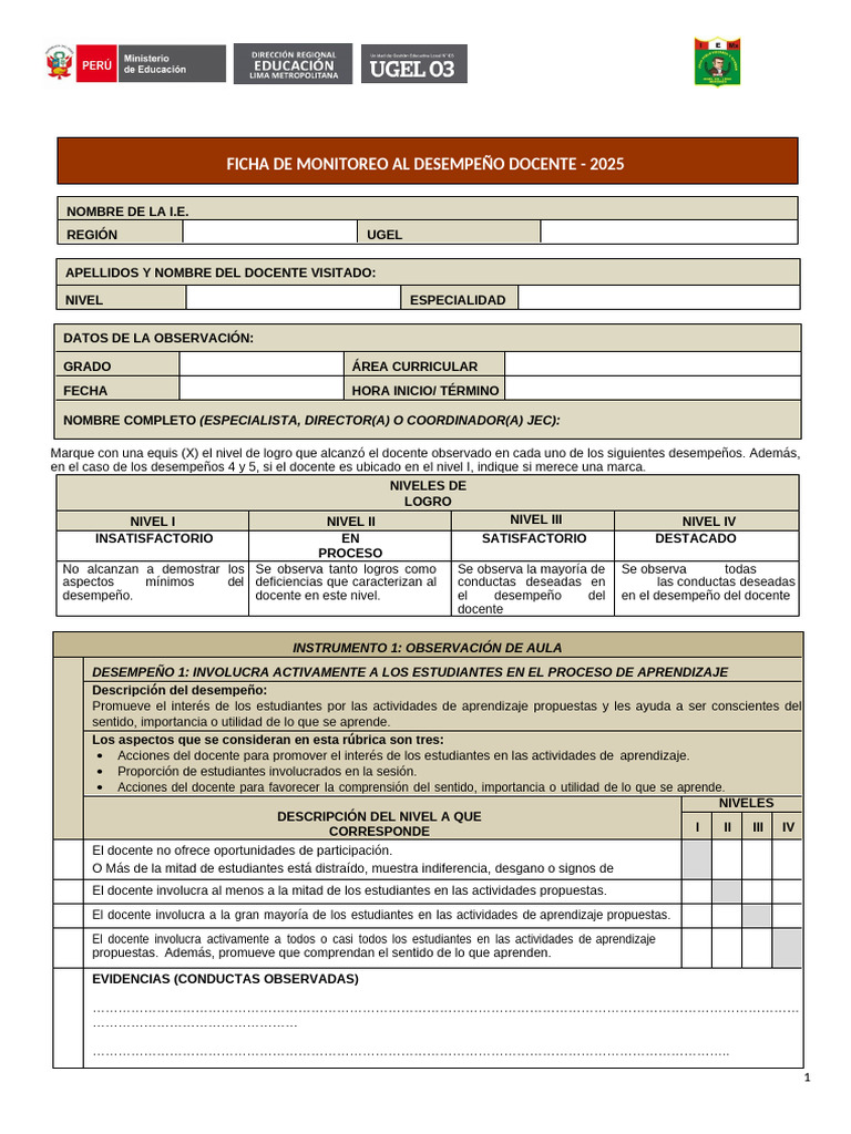 Evaluación del Desempeño Docente 2025 | PDF | Evaluación | Maestros