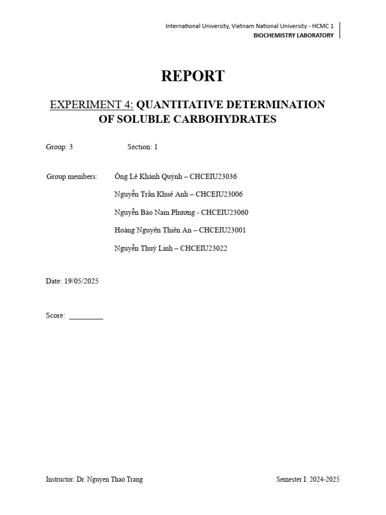 EXP 4 Report Official | PDF | Carbohydrates | Experiment