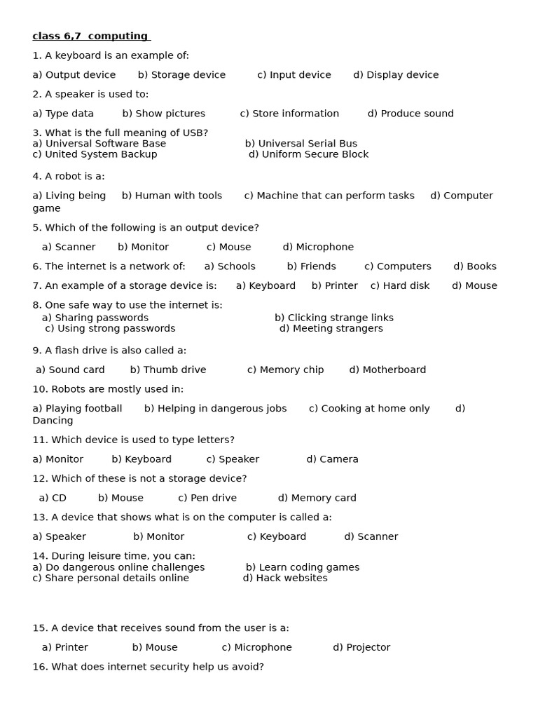Computing Concepts for Grades 6-7 | PDF | Computer Keyboard | Usb Flash ...