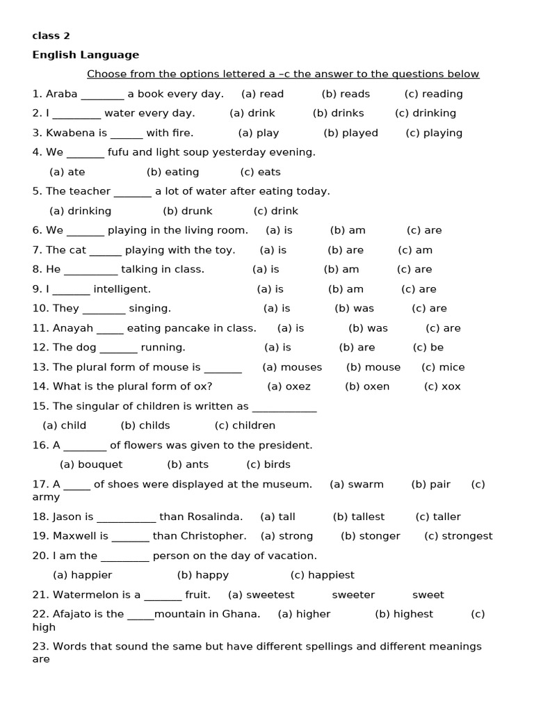 Class 2 English and R.M.E Practice Questions | PDF | Ten Commandments ...