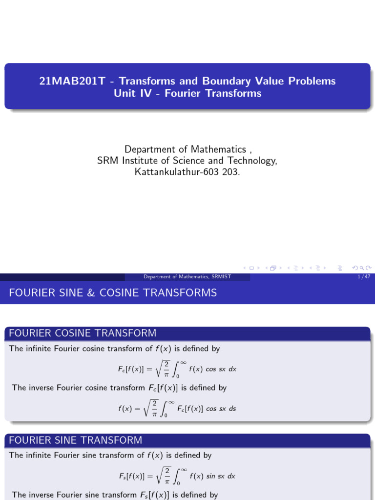 Fourier Transforms Overview and Applications | PDF | Trigonometric ...