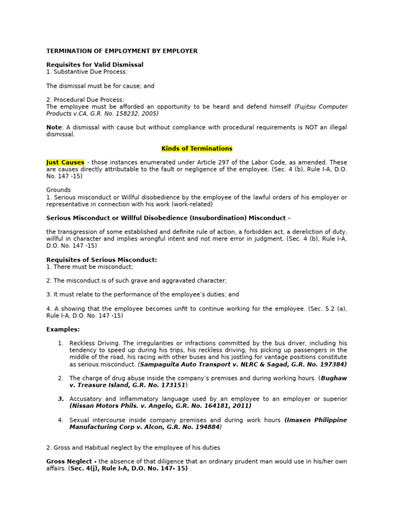 Valid Employer Termination Guidelines | PDF | Layoff | Employment