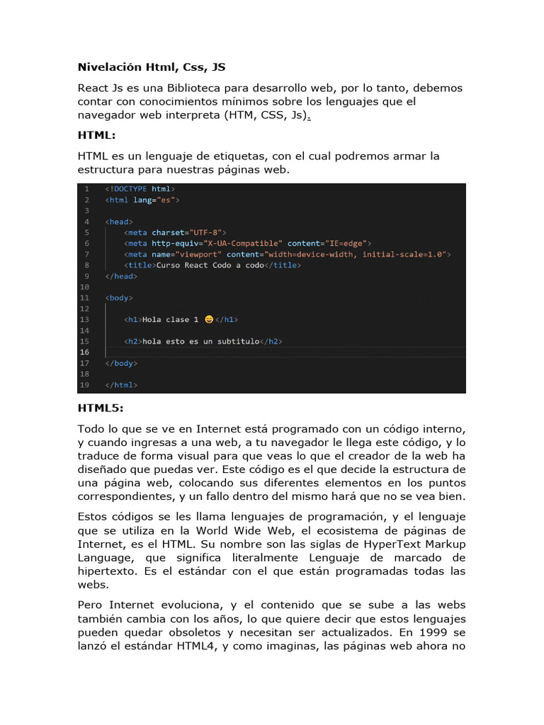 Fundamentos de HTML, CSS y JS para React | PDF | HTML | Red mundial