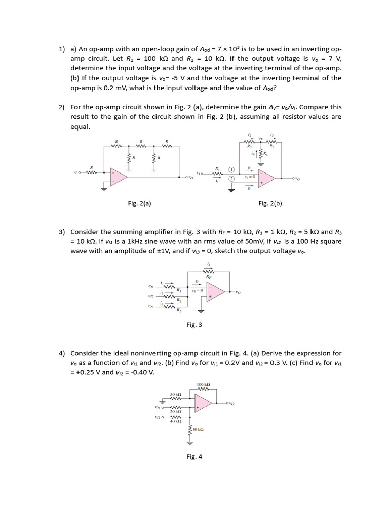 Op-Amp Circuit Analysis and Calculations | PDF | Operational Amplifier ...