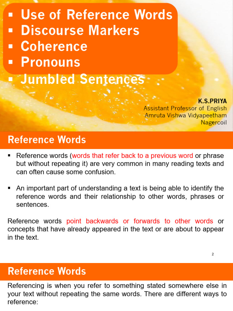 Understanding Reference Words in Writing | PDF | Pronoun | Sentence ...